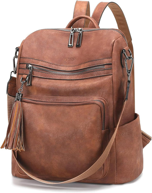 Leather Backpack Purse for Women Fashion Tassel Ladies Shoulder Bags Designer Large Backpack Travel Bag