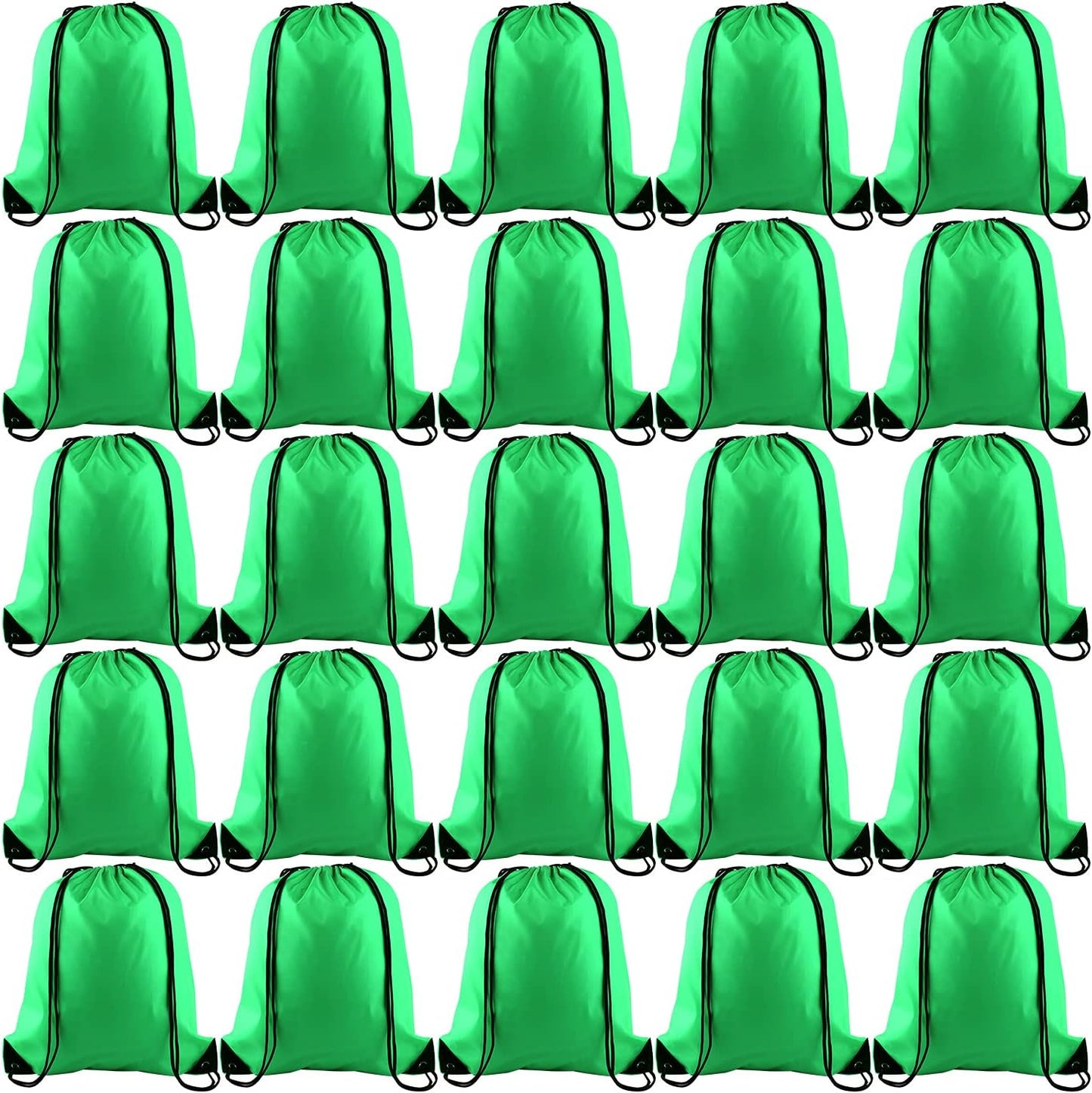 25Pcs Green Drawstring Backpack Bulk Drawstring Bags String Backpack Cinch Gym Backpack for Gym Sport Traveling