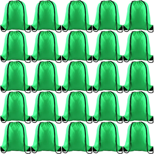 25Pcs Green Drawstring Backpack Bulk Drawstring Bags String Backpack Cinch Gym Backpack for Gym Sport Traveling